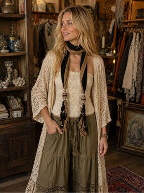 Vintage Two-Tone Tassel Scarf Belt